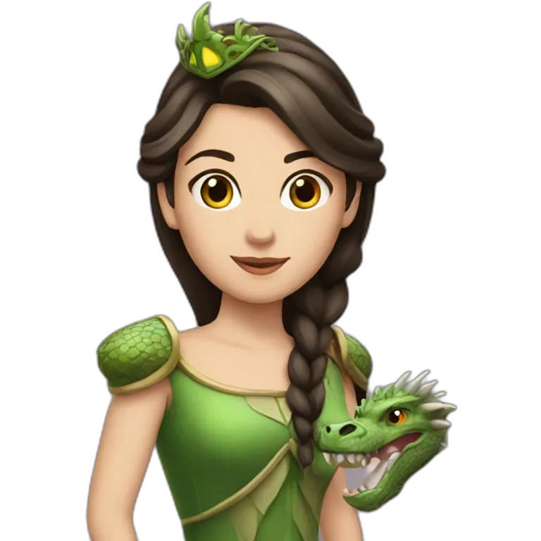Brunette princess with dragon emoji