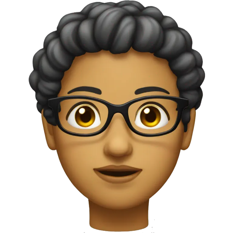 Chica con pelo suelto negro y lentes linda  emoji