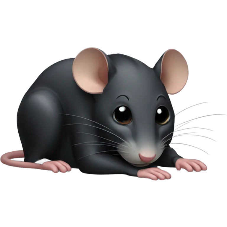 sleeping unhappy black rat laying on back emoji