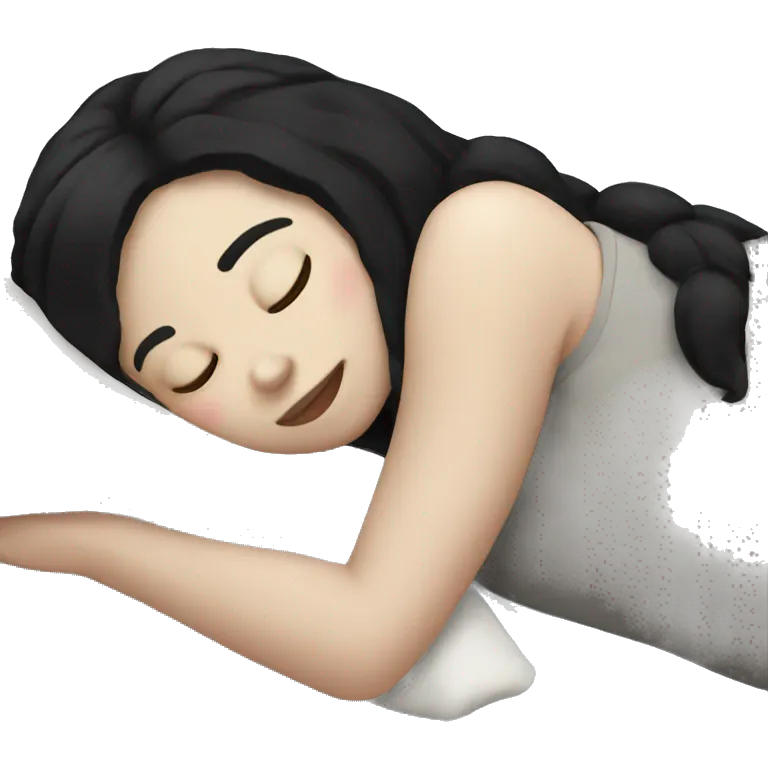 pale girl with black hair sleeping emoji