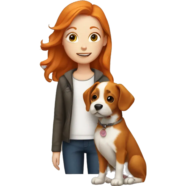 Ginger girl with a dog emoji