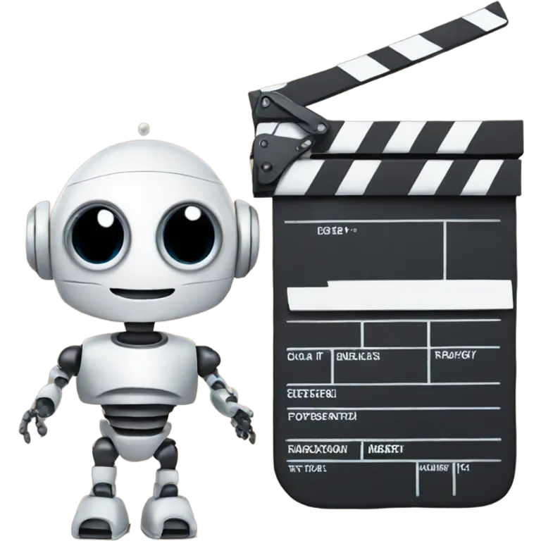 cute robot and a clapboard emoji