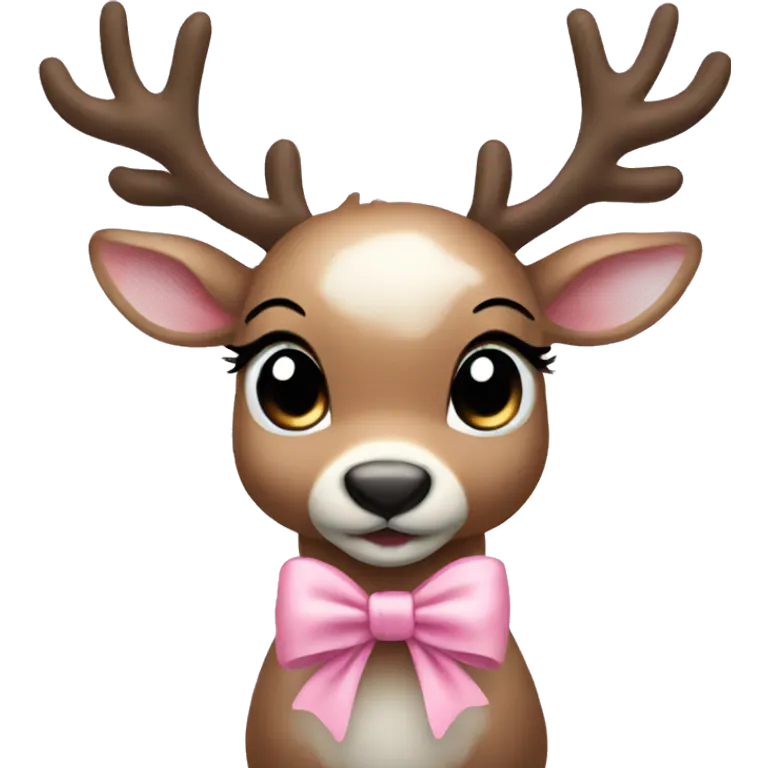 baby reindeer with a light pink bow emoji