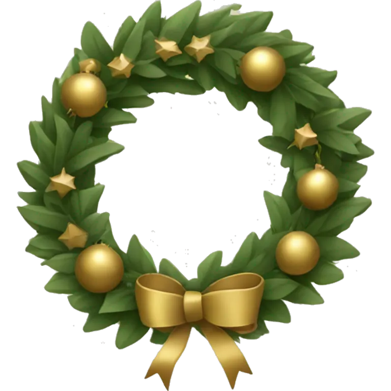 Khaki green and golden Christmas wreath emoji