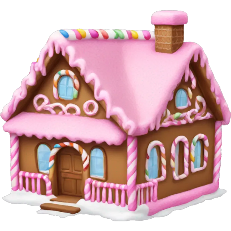 A pink gingerbread house emoji