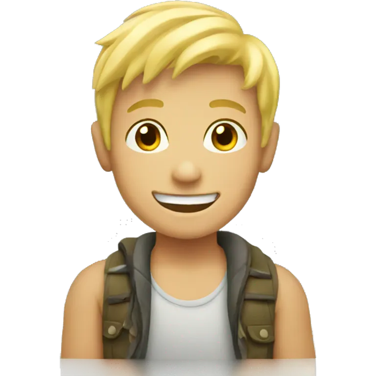 smiling blonde boy outdoors emoji