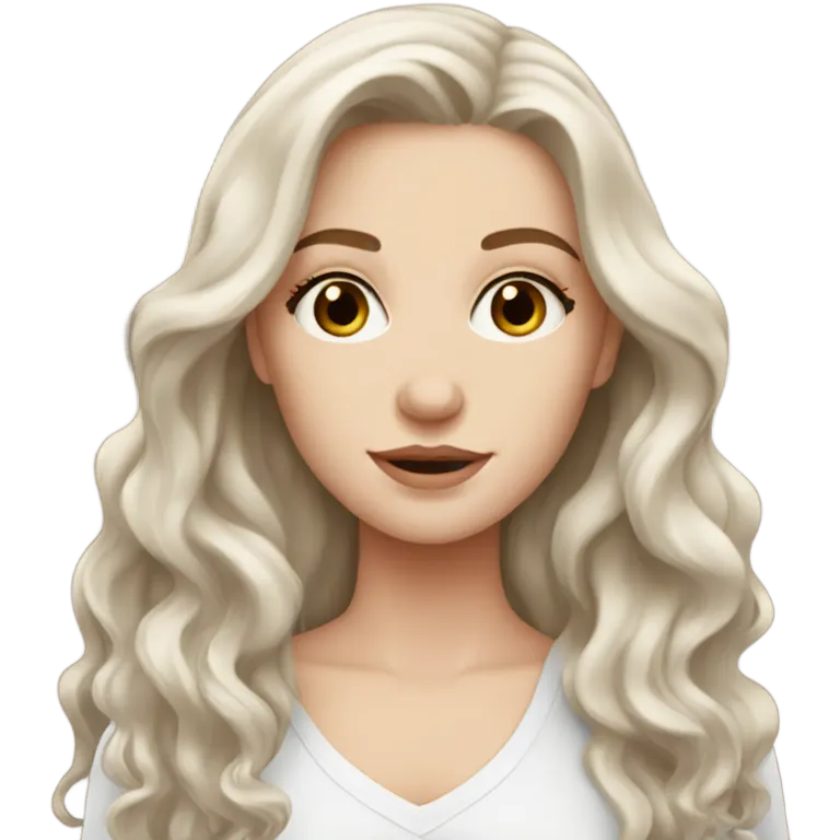 beautiful white girl with long and wavy dark auburn hair emoji