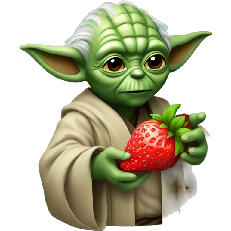 yoda with strawberry in his hand emoji