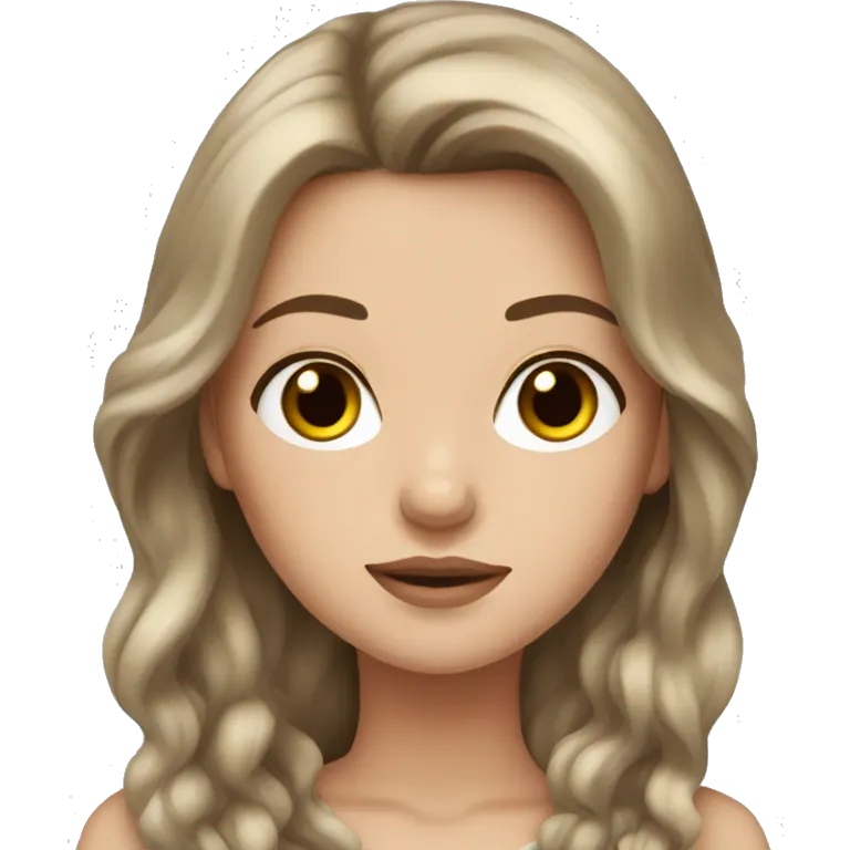 white girl with long brown hair and long lashes emoji