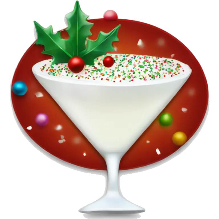 white colored martini with christmas sprinkles rim emoji
