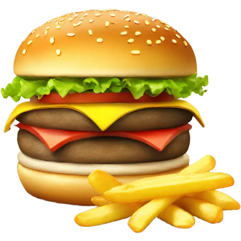 Really yummy burger and chips emoji