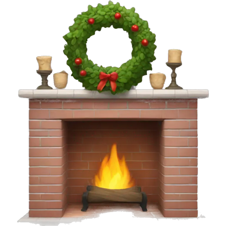 Brick Fireplace with wreath emoji | AI Emoji Generator