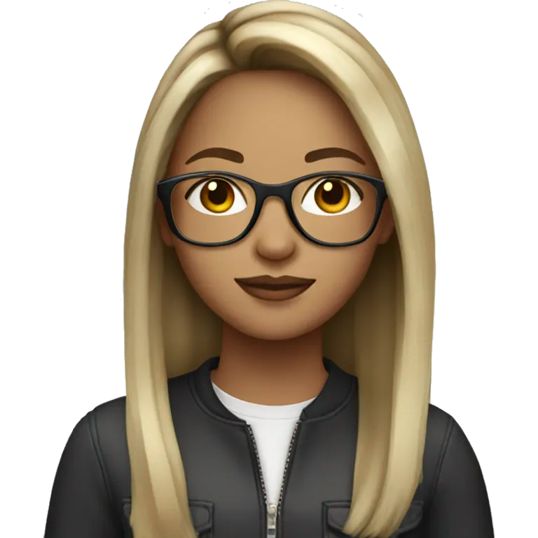 Brunette girl with blonde balayage hair with glasses emoji
