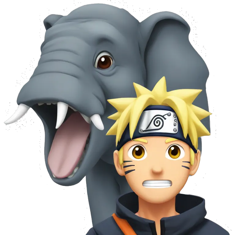 Naruto from Naruto rplae his face with an elephanthead  emoji