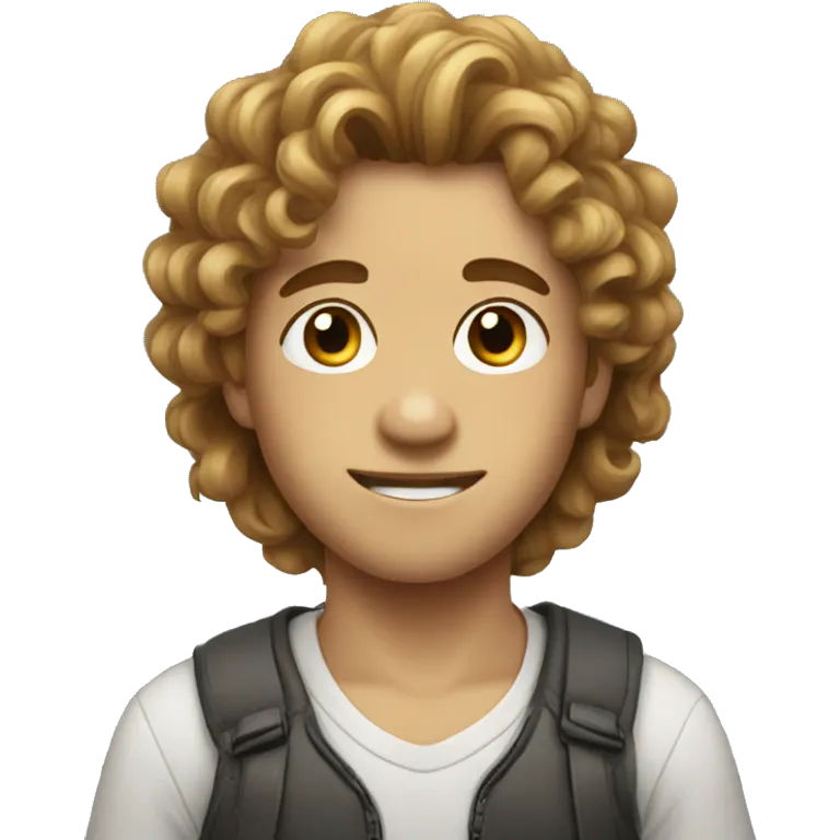 Boy with th hair long and curly emoji