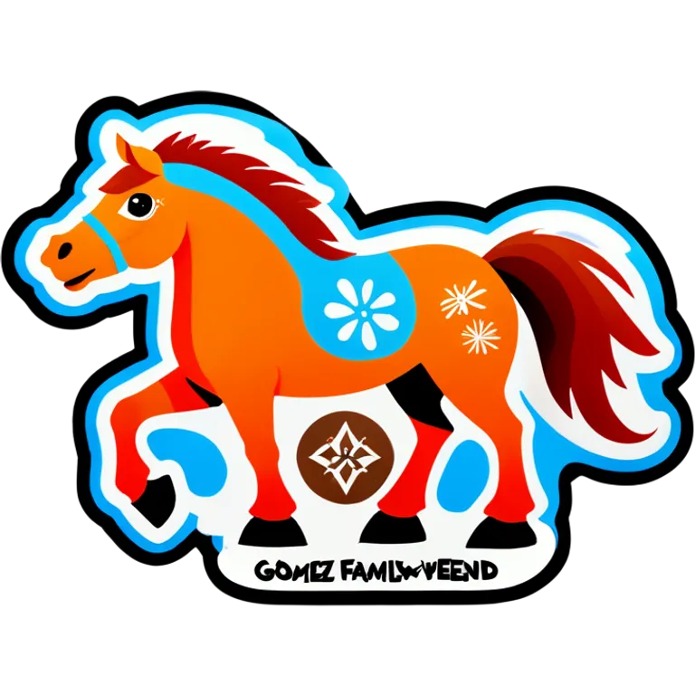 Horse that says Gomez Family Weekend  emoji