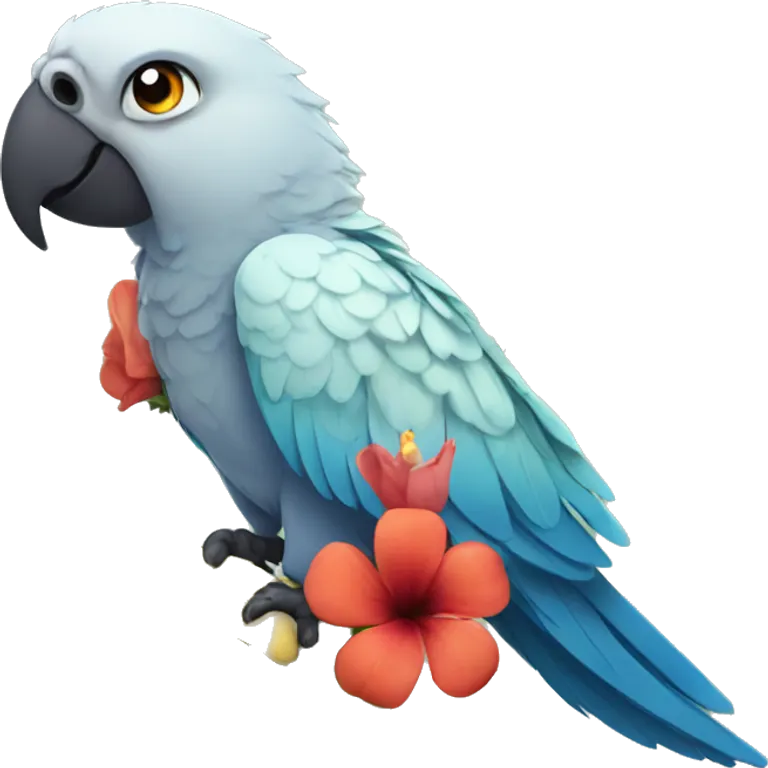 parrot with a flower emoji