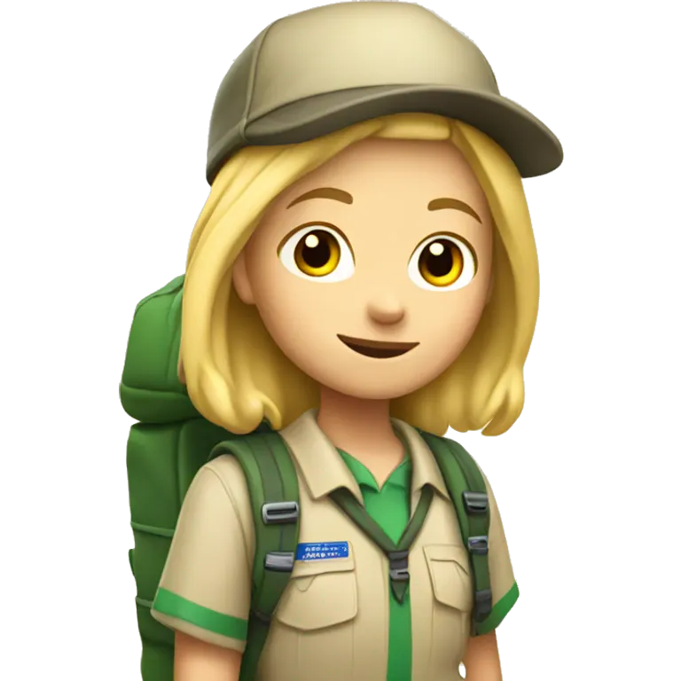 blonde scout girl with backpack emoji