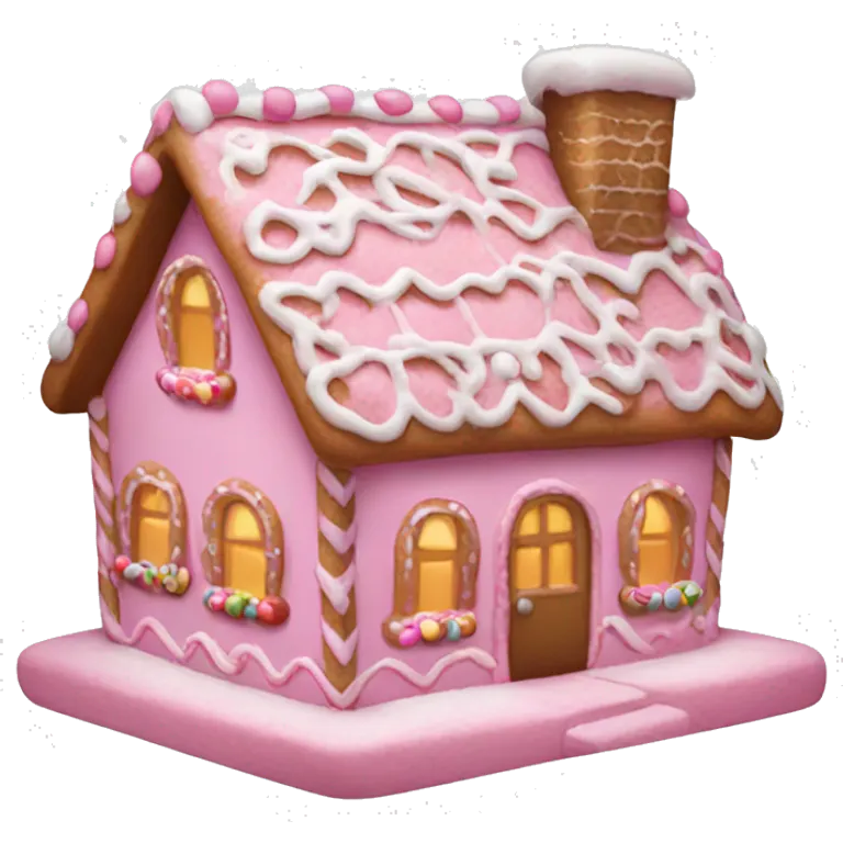 A pink gingerbread house emoji