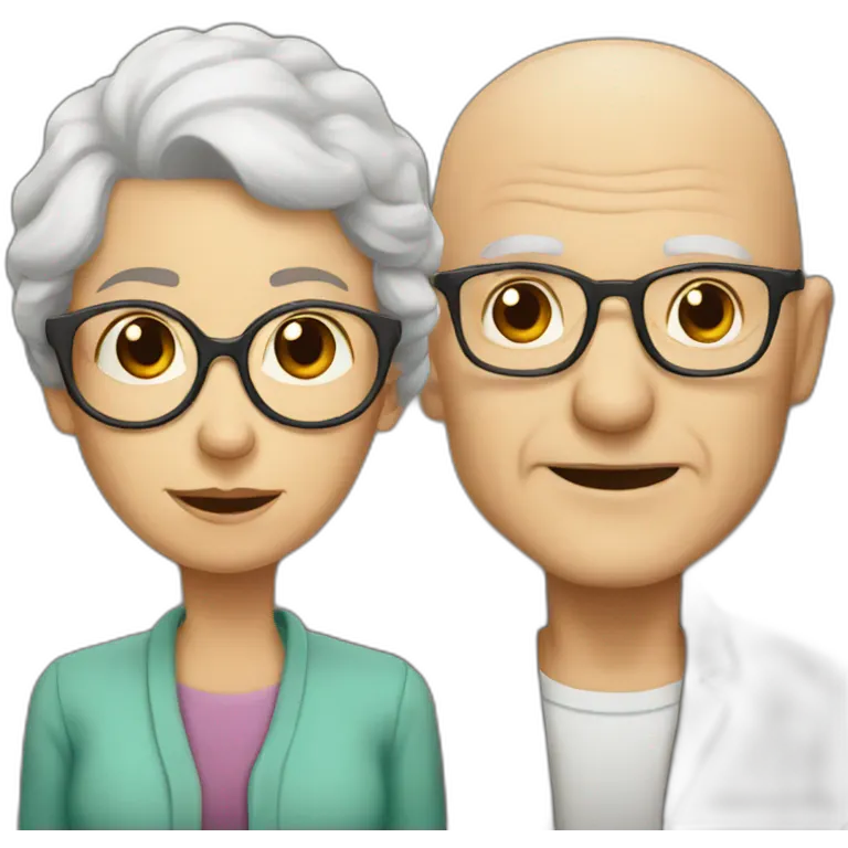 bald old man with glasses and old woman with brown hair emoji