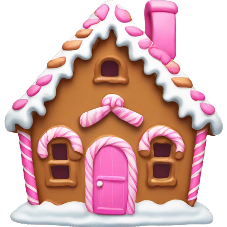 Gingerbread house with a pink bow  emoji