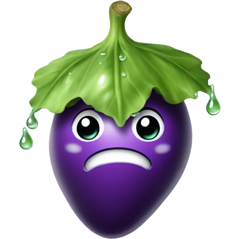 Mischievous Eggplant with water dripping from the bottom emoji
