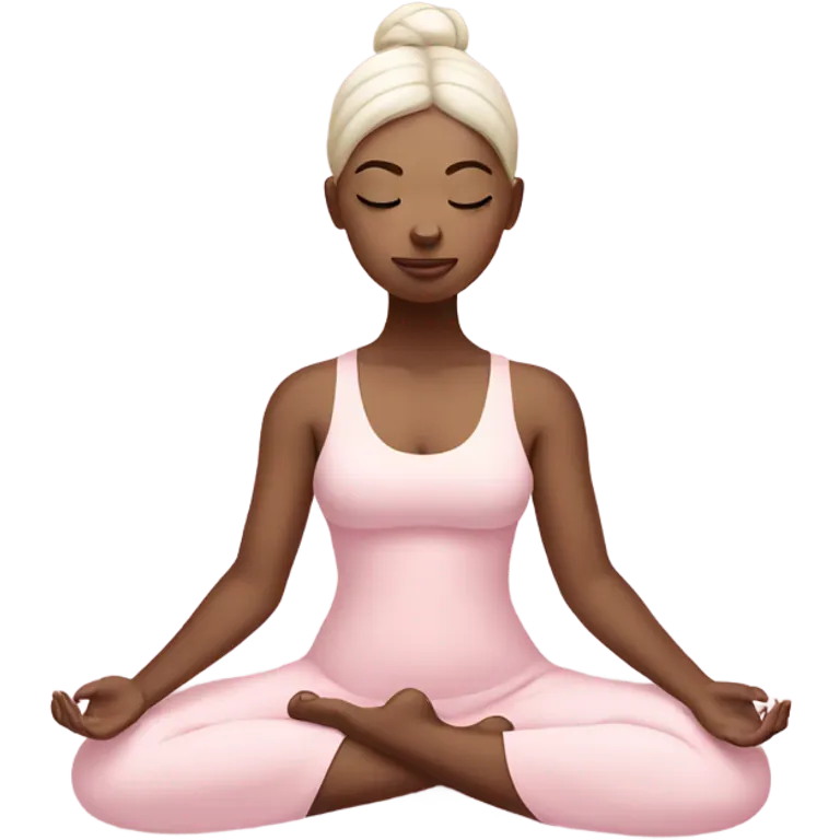 white yoga girl in meditation pose light pink clothes  emoji