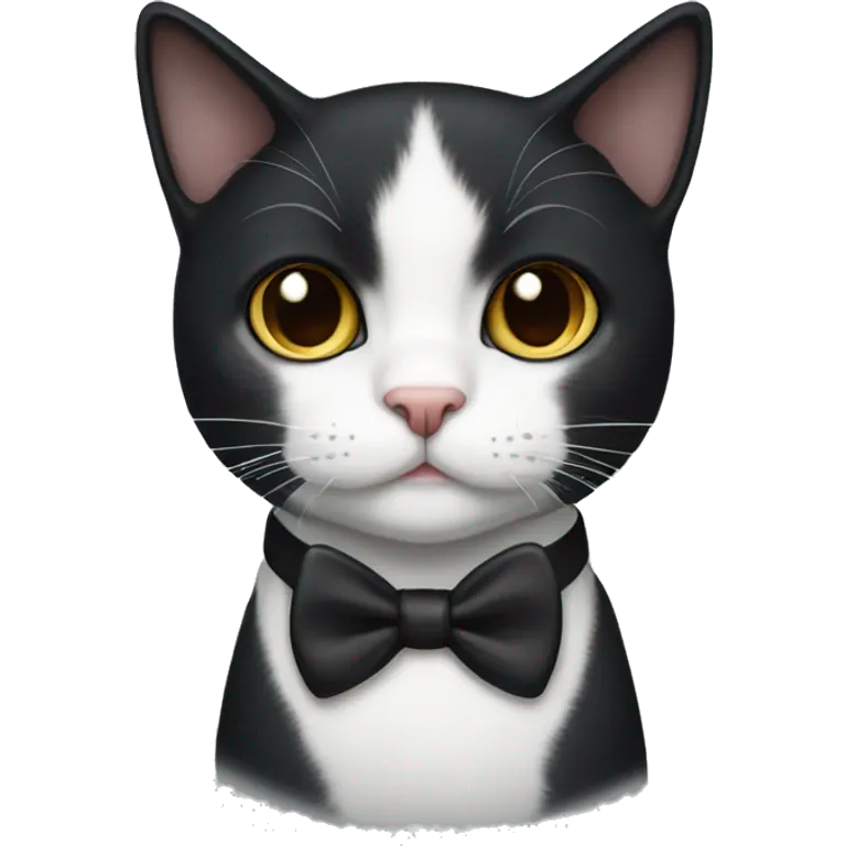 Tuxedo cat with white chin and small white mustache  emoji