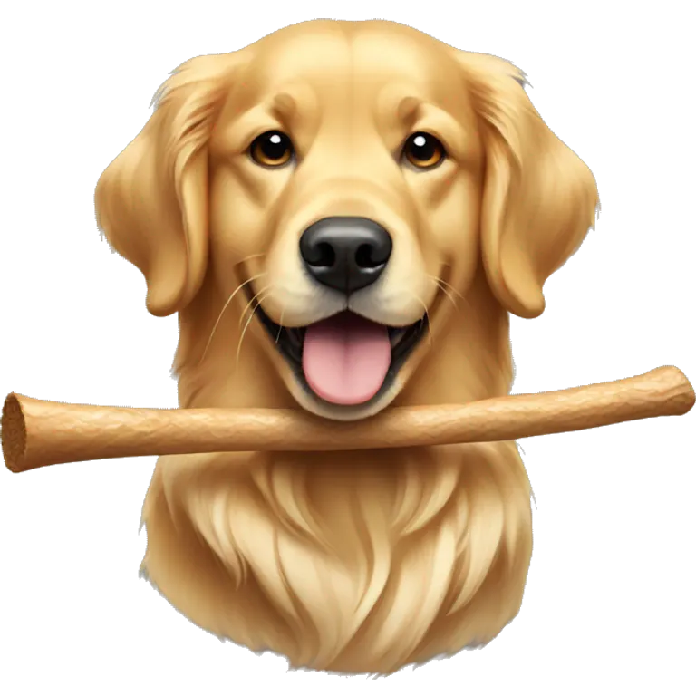 Golden Retriever holding a stick in his mouth emoji