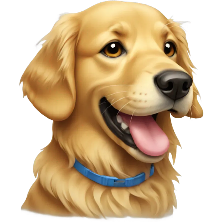 Golden retriever with ball in their mouth emoji