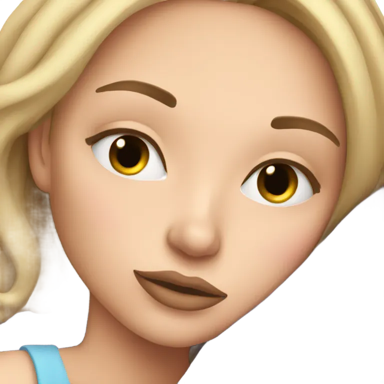 White Girl with eyeliner sleeping in her bed emoji