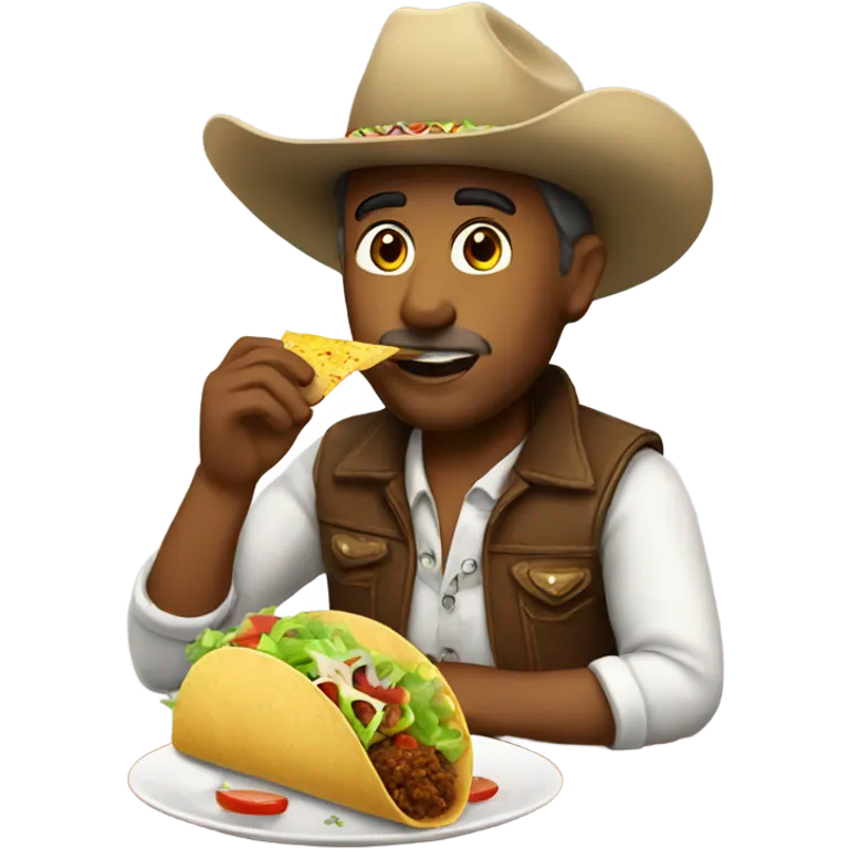 White Cowboy eating taco emoji