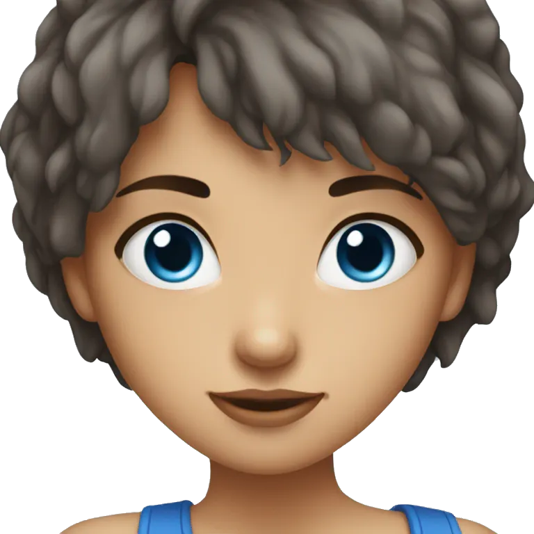 fille brune aux yeux bleu emoji