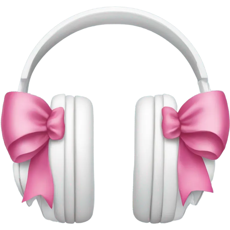 White headphones with pink bows emoji