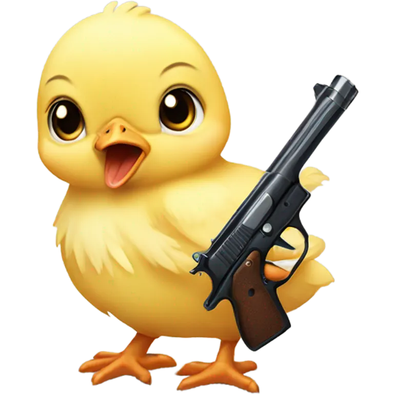 Baby chick holding gun emoji