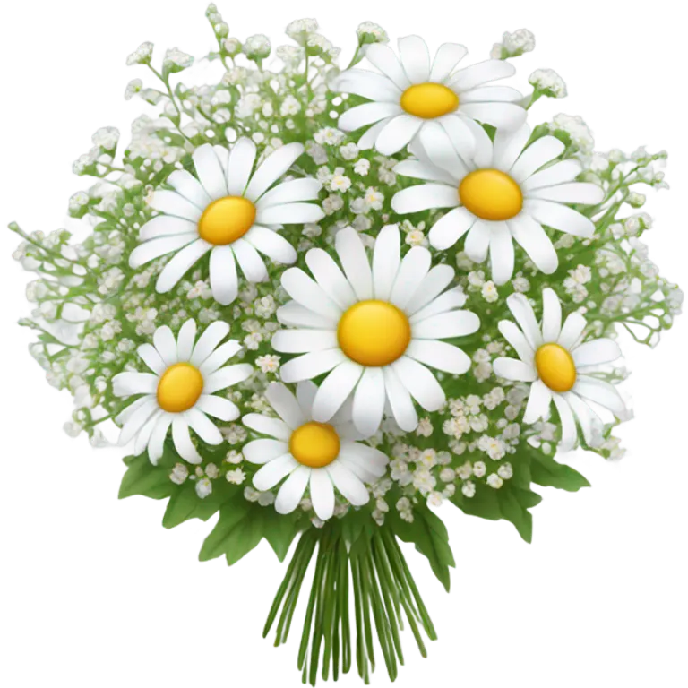 daisy and babies breath bouquet  emoji