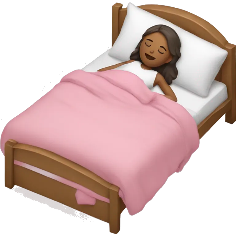 White girl sleeping in a pink bed  emoji