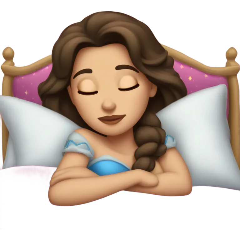 Sleeping brunette beauty princess Disney, bed emoji
