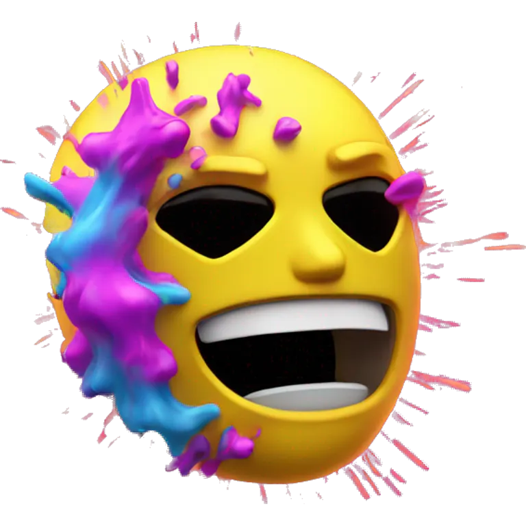 Exploding head in neon emoji