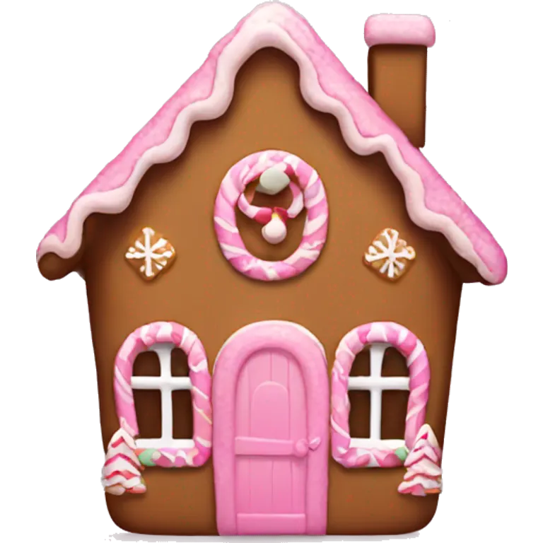 A pink gingerbread house emoji