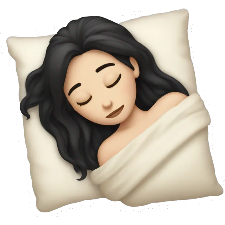 pale girl with long black hair sleeping  emoji