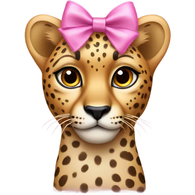 Cheetah with a pink bow emoji