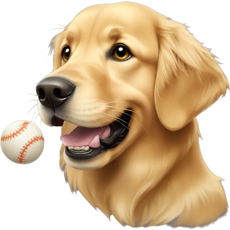 Golden retriever with ball in the mouth emoji