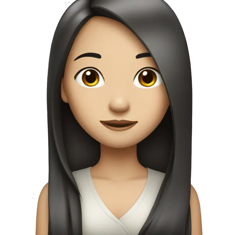 asian girl with very long straight hair  emoji