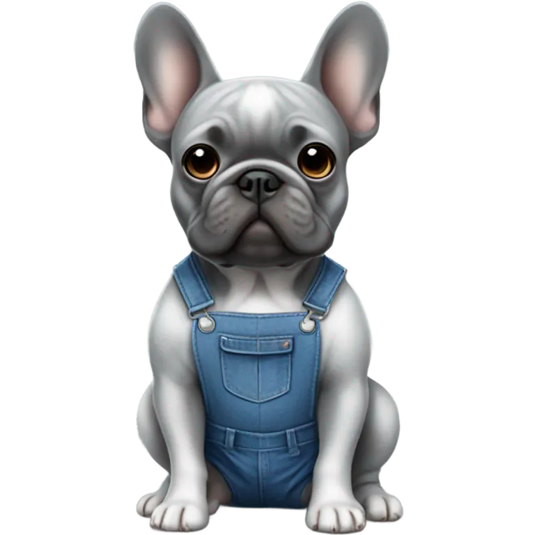 Gray frenchie in overalls  emoji
