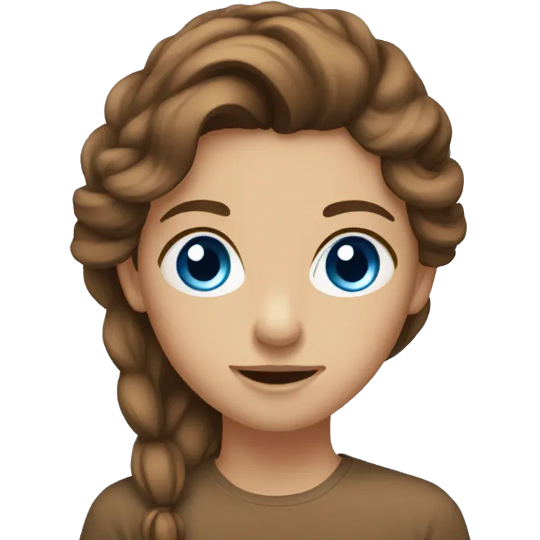 Brown long hair, blue eyes, girl, I don’t know emoji