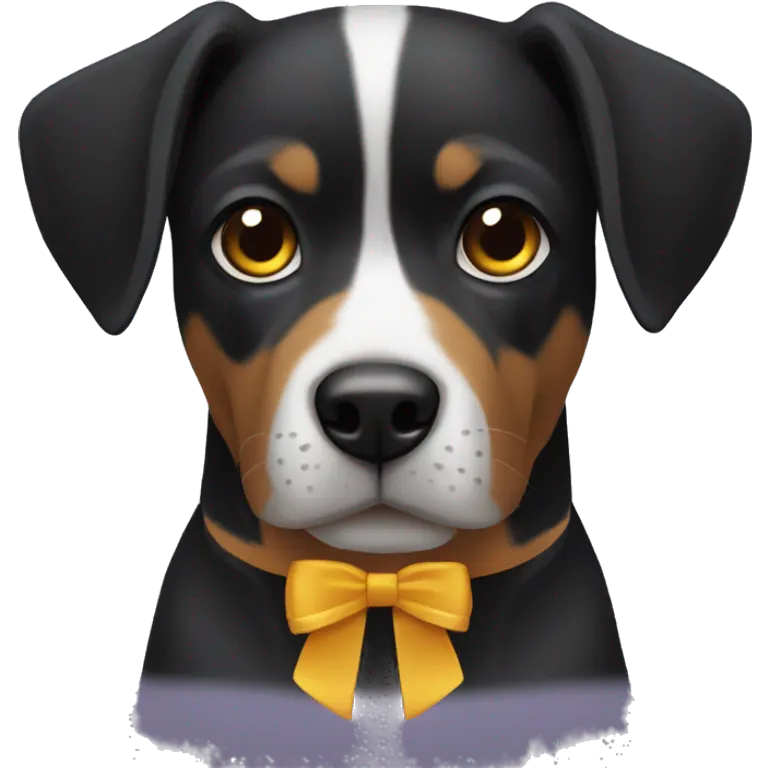 Perro negro con lazo de luto emoji