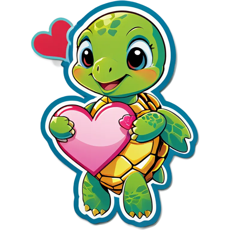 Sea turtle holding a heart emoji