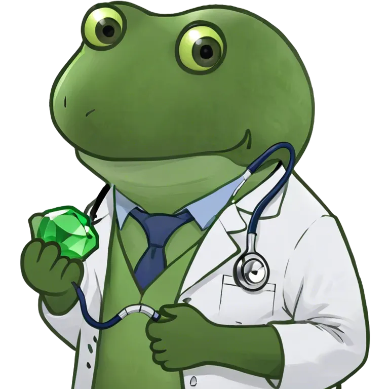 doctor bufo holding a green gem emoji