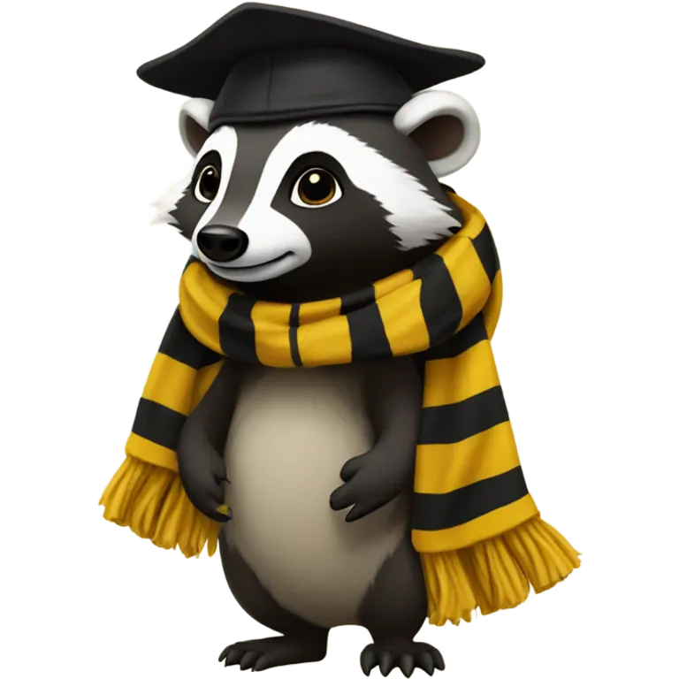 Badger wearing hufflepuff scarf and hat Hogwarts  emoji
